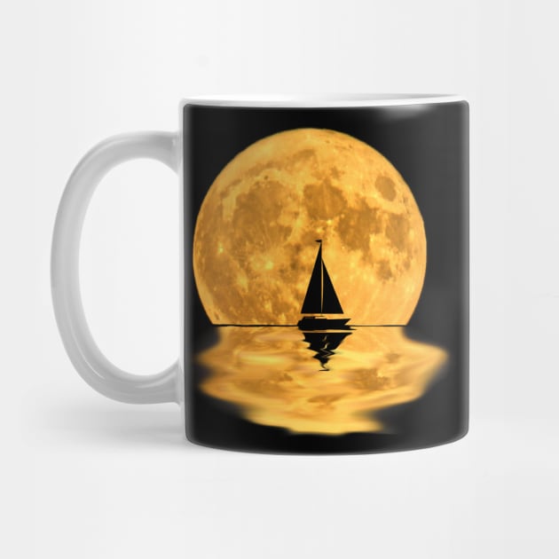 Sailboat night cruise boating sailing full moon by BurunduXX-Factory